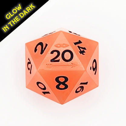 Electric Salmon Glow Polyhedral Dice