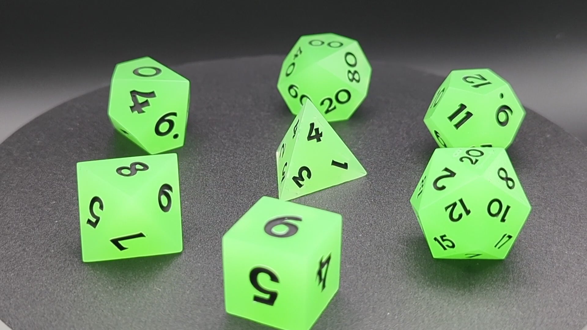 Electric Wasabi Glow Polyhedral Dice – Sneak Attack Dice