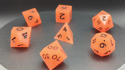 Electric Salmon Glow Polyhedral Dice